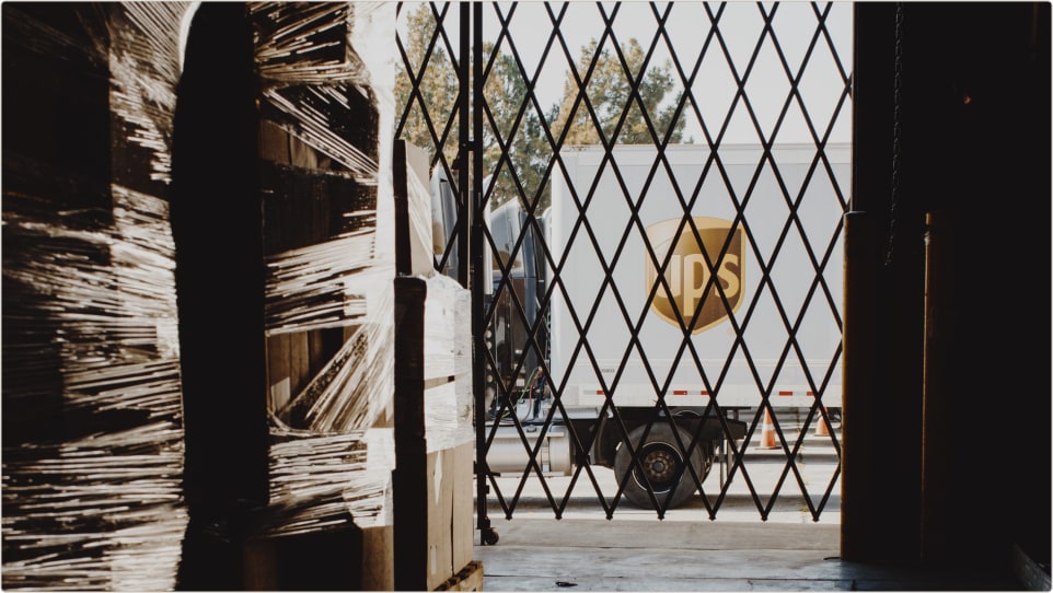 Boxes in gated area in warehouse